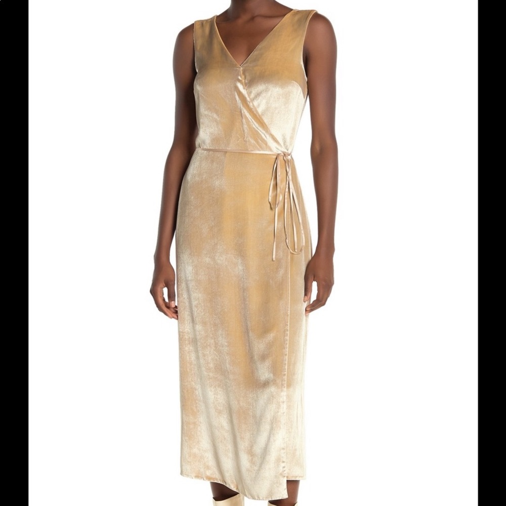 Vince  Pann Wrap Velvet Midi Dress